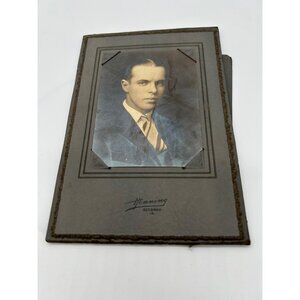 H.S. Graduation Photo of Handsome Young Man in Original Card board Frame Hennin